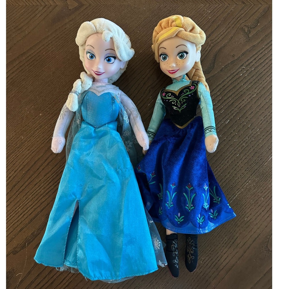 Disney Frozen Elsa and Anna Plush Doll Set 16 Inch Soft Stuffed Figures